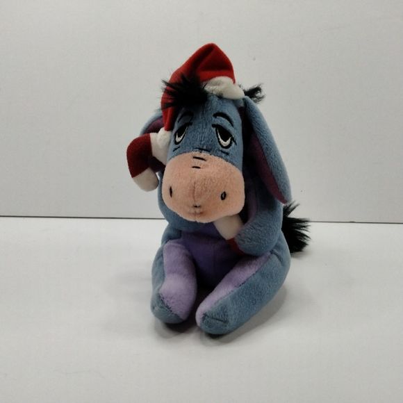 Disney's Winnie the Pooh Christmas Xmas Eeyore Stuffed Plush Animal Toy Doll 6" - Picture 1 of 10